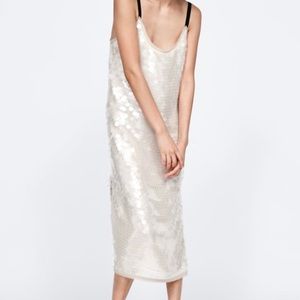 Zara sequin iridescent midi dress